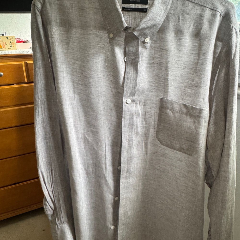 Nordstrom Light Gray Linen Button-Down Shirt